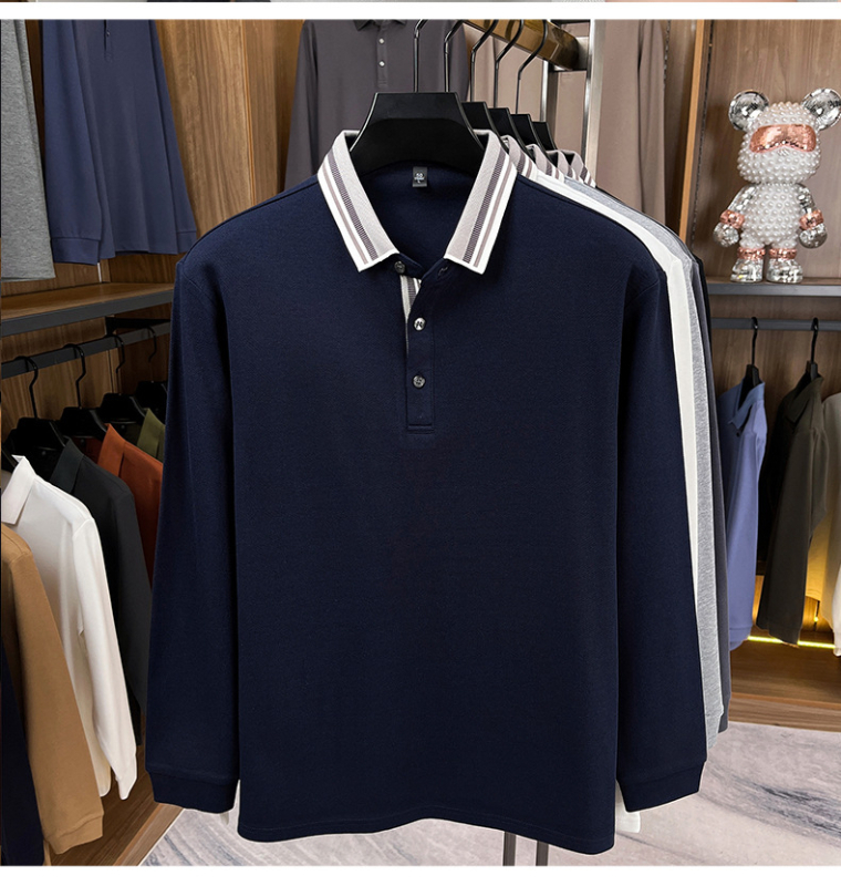 Ανδρικό μακρυμάνικο πόλο μπλουζάκι από 96%+ βαμβάκι με γιακά, εφαρμοστή γραμμή, Φθινόπωρο 2025