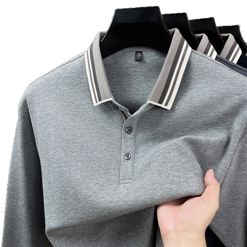 Ανδρικό μακρυμάνικο πόλο μπλουζάκι από 96%+ βαμβάκι με γιακά, εφαρμοστή γραμμή, Φθινόπωρο 2025