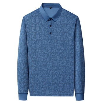 Tricou bărbați cu mânecă lungă, guler rever, croială lejeră, amestec poliester, primăvară–toamnă 2025, casual