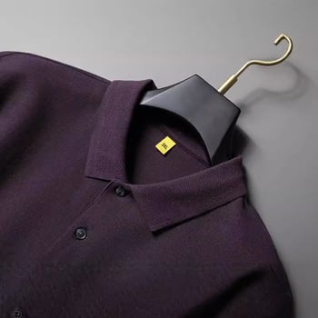Tricou polo pentru bărbați cu guler lapel, mâneci lungi, bumbac mercerizat 96%+, croială clasică.