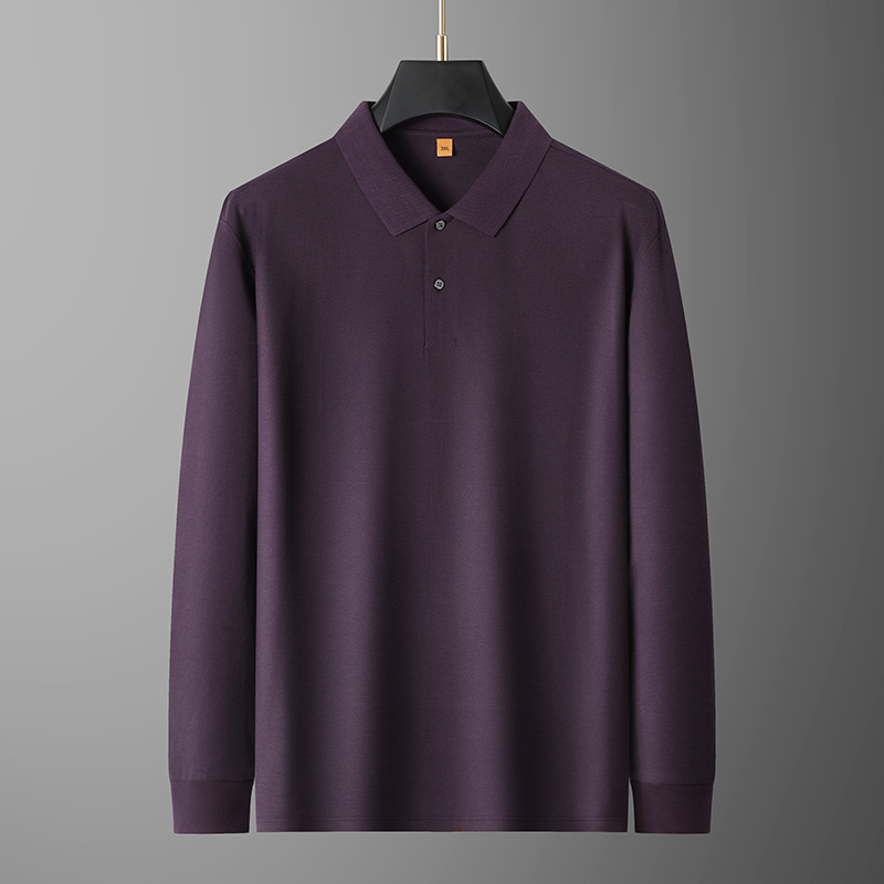 Tricou polo pentru bărbați cu guler lapel, mâneci lungi, bumbac mercerizat 96%+, croială clasică.