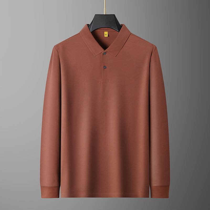 Tricou polo pentru bărbați cu guler lapel, mâneci lungi, bumbac mercerizat 96%+, croială clasică.