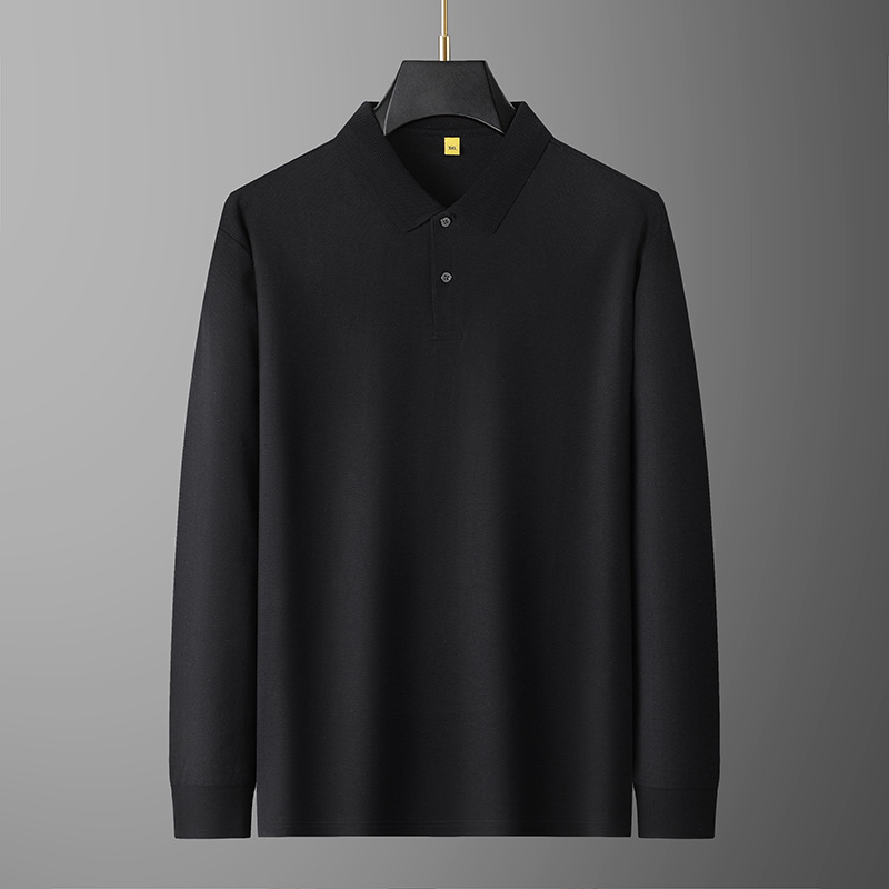 Tricou polo pentru bărbați cu guler lapel, mâneci lungi, bumbac mercerizat 96%+, croială clasică.