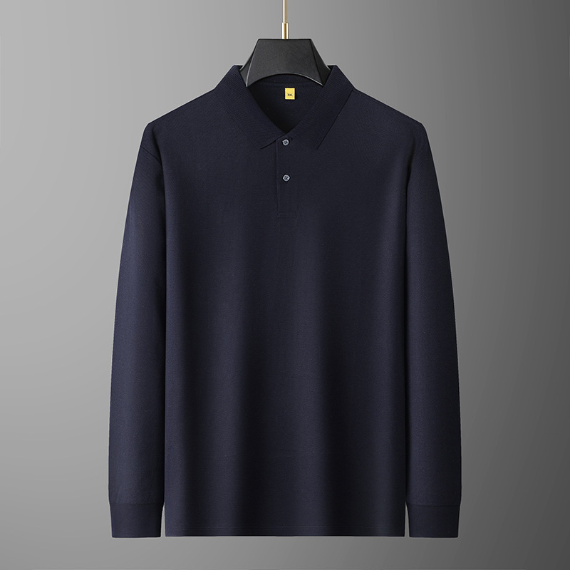 Tricou polo pentru bărbați cu guler lapel, mâneci lungi, bumbac mercerizat 96%+, croială clasică.