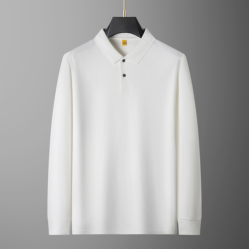 Tricou polo pentru bărbați cu guler lapel, mâneci lungi, bumbac mercerizat 96%+, croială clasică.