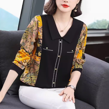 Tricou femei cu mânecă lungă, guler polo, croială slim, culoare solidă din poliester