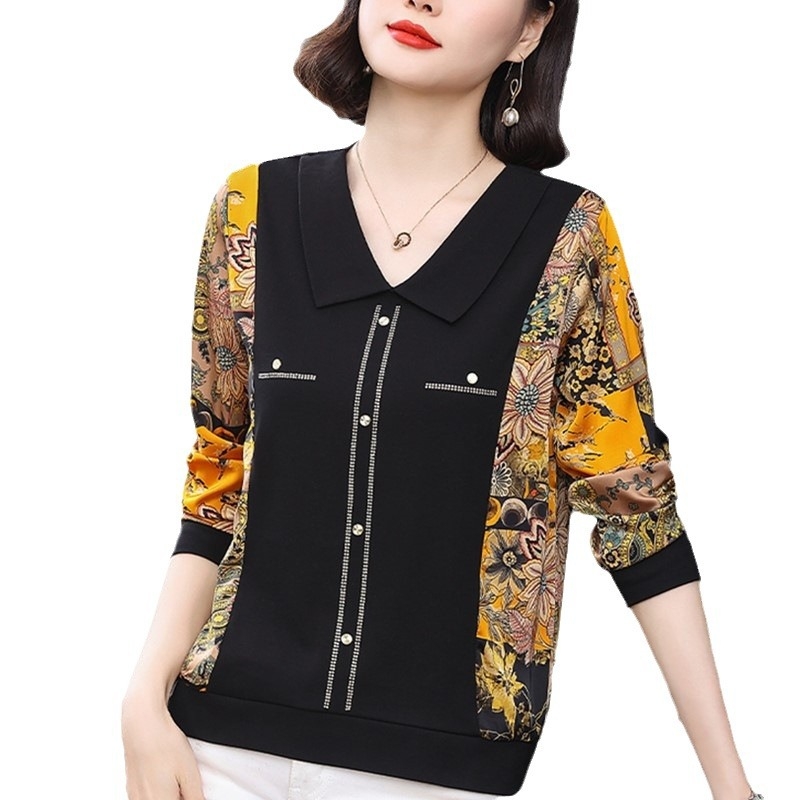 Tricou femei cu mânecă lungă, guler polo, croială slim, culoare solidă din poliester