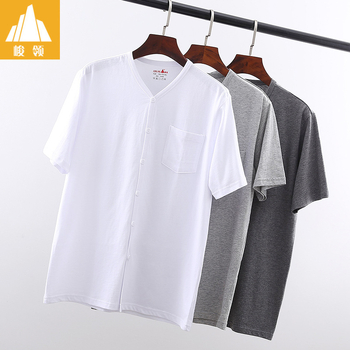 Tricou bărbați din bumbac, mânecă scurtă, croială lejeră, decolteu în V, fără guler