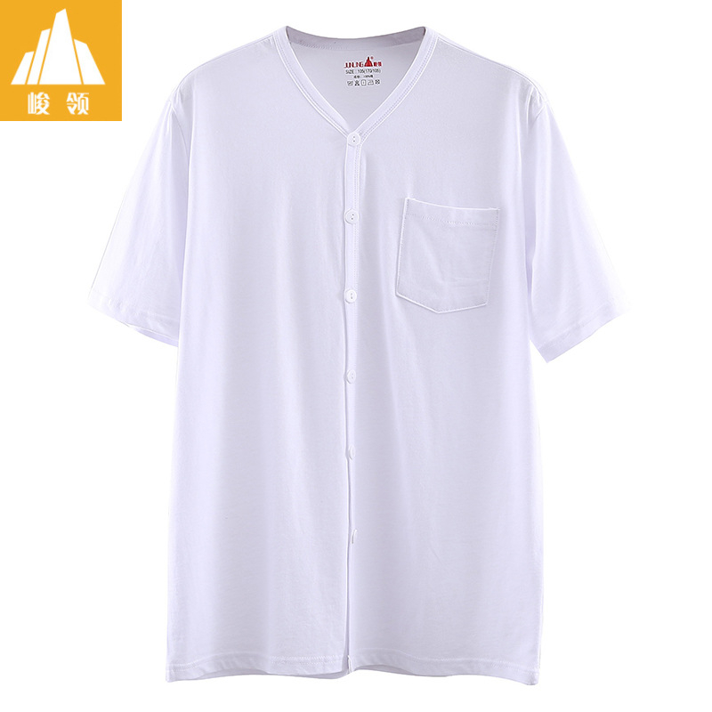 Tricou bărbați din bumbac, mânecă scurtă, croială lejeră, decolteu în V, fără guler