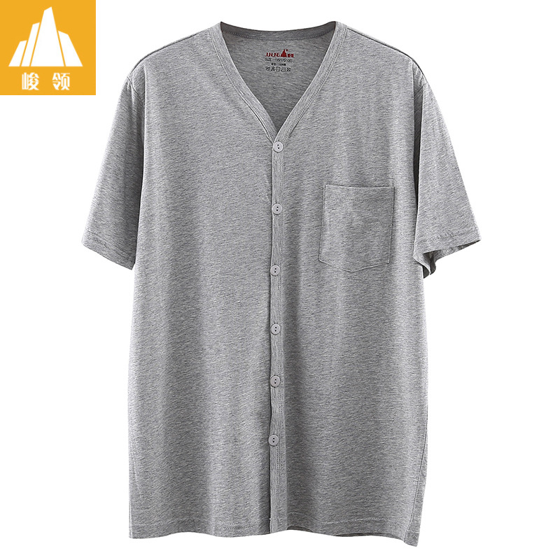 Tricou bărbați din bumbac, mânecă scurtă, croială lejeră, decolteu în V, fără guler