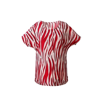 Poliesterska ženska majica za žene srednje dobi i starije, labav kroj, okrugli izrez, kratki rukav, cvjetni uzorak