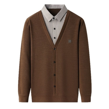 Tricou bărbătești cu dungi, mânecă lungă, guler tip rever, croială lejeră, amestec din fibre sintetice, poliester 91–95%