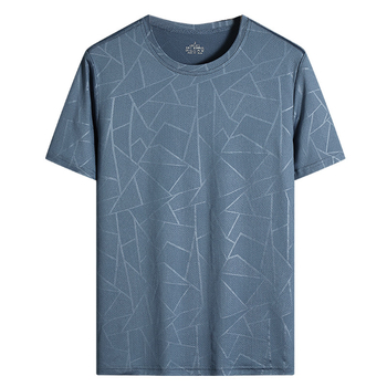 Muška T-shirt s geometrijskim printom od Ice Silk, kratkih rukava, okrugli izrez, brzo suši, ljeto