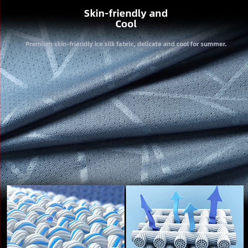 Muška T-shirt s geometrijskim printom od Ice Silk, kratkih rukava, okrugli izrez, brzo suši, ljeto