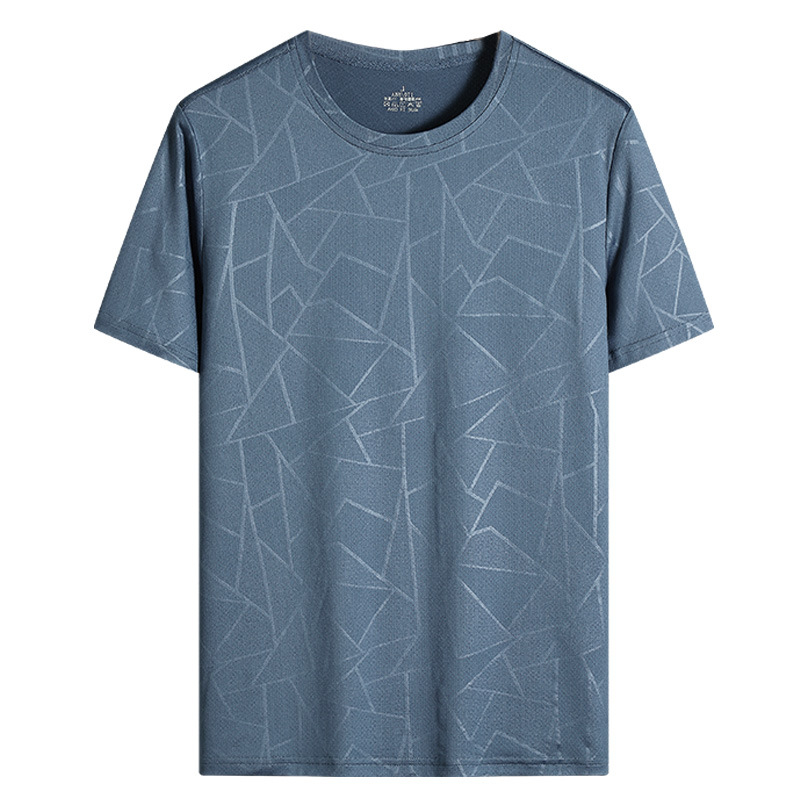Muška T-shirt s geometrijskim printom od Ice Silk, kratkih rukava, okrugli izrez, brzo suši, ljeto
