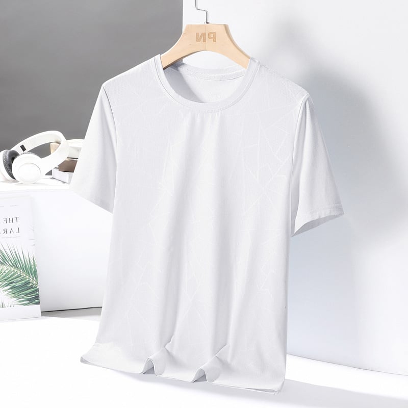 Muška T-shirt s geometrijskim printom od Ice Silk, kratkih rukava, okrugli izrez, brzo suši, ljeto
