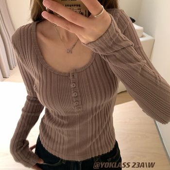 Tricou de damă din poliester, mâneci lungi, guler rotund, croială slim