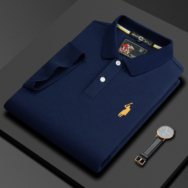 Paul muška kratkih rukava polo majica s izšivkom, poslovno-opušten stil, uski kroj, velika veličina, za muškarce srednje dobi, model Z88323