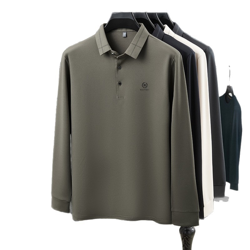 Tricou T cu guler rever, mâneci lungi, croială lejeră, imprimeu cu litere, primăvară-toamnă