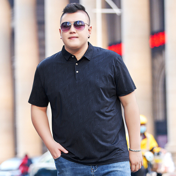 Tricou pentru bărbați, croială lejeră, guler rever, mâneci scurte, material nylon-spandex, imprimare geometrică digitală