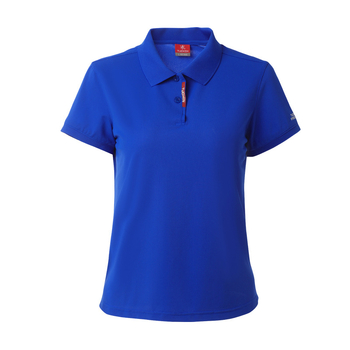 Tricou polo damă cu guler polo, mâneci scurte, lungime ultra scurtă (polieester 70–80%)