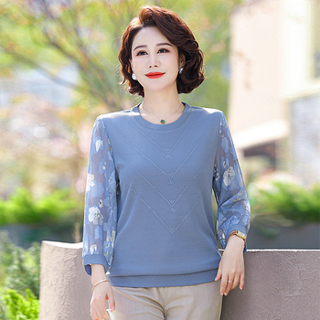 Naiste kootud top — ümmarguse kaelusega, 3/4 varrukatega, polüesterikiud 90–95%, elegantne stiil