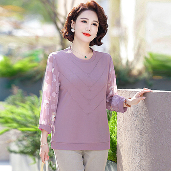 Naiste kootud top — ümmarguse kaelusega, 3/4 varrukatega, polüesterikiud 90–95%, elegantne stiil