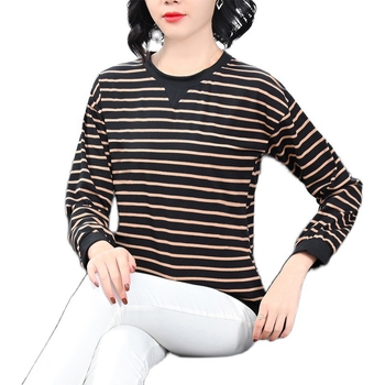 Majica s prugama, udoban široki kroj, duge rukave, okrugli izrez