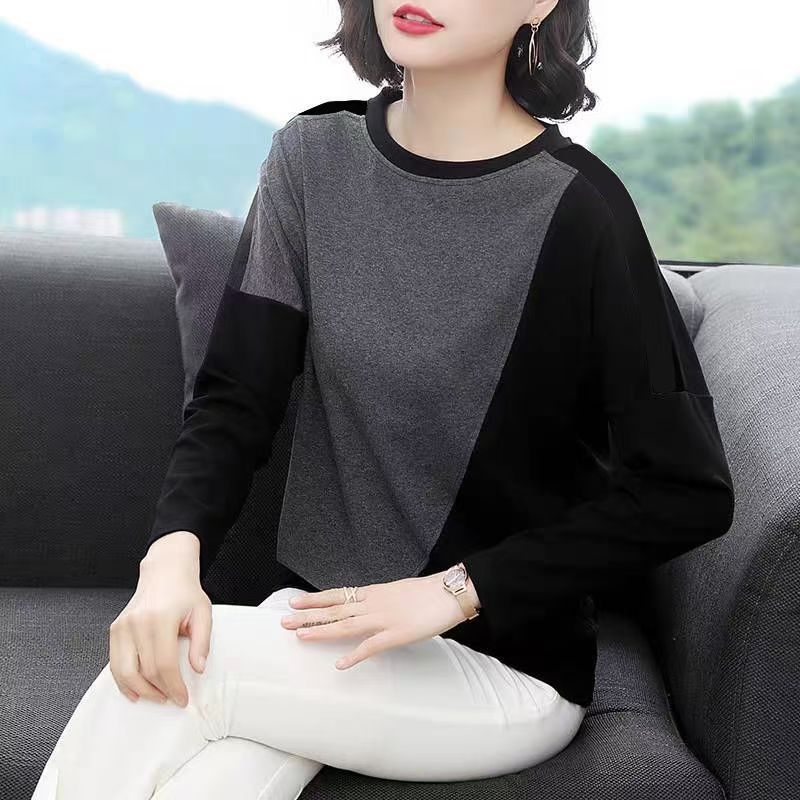 Nova dugih rukava T-shirt u korejskom stilu, slobodan kroj, za žene srednje dobi s plus veličinom