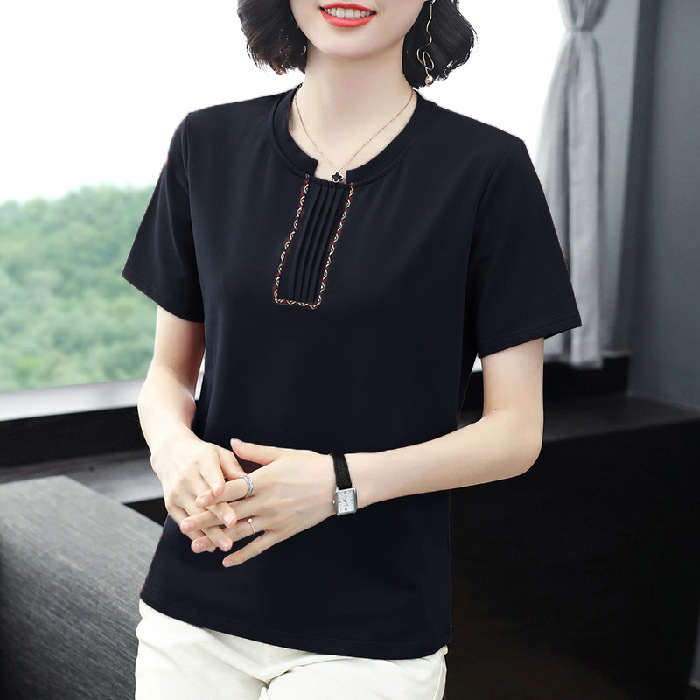 Ženska kratka majica s okruglim izrezom, opušteni kroj, poliester materijal, srednja duljina