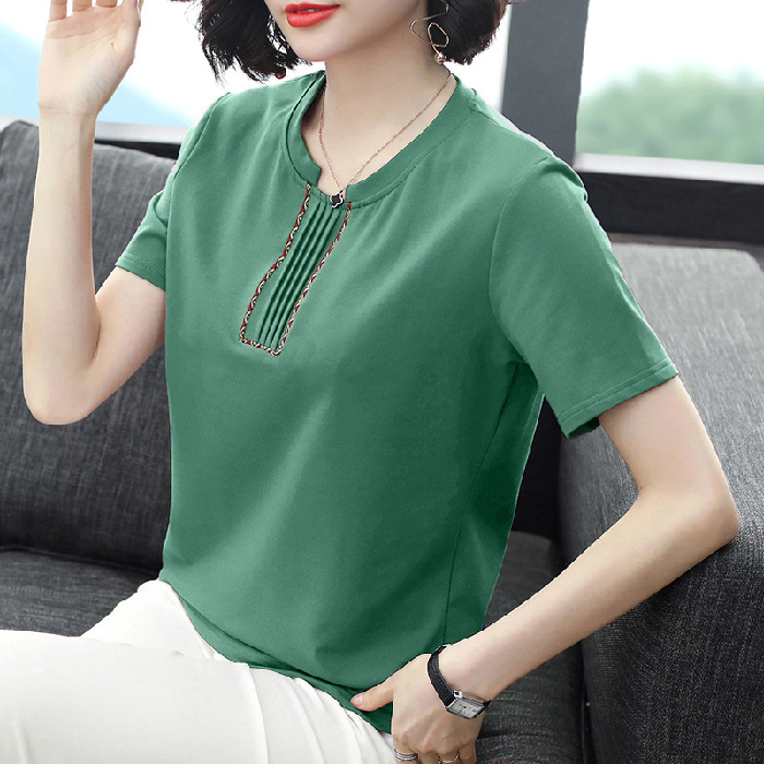 Ženska kratka majica s okruglim izrezom, opušteni kroj, poliester materijal, srednja duljina