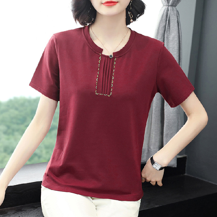 Ženska kratka majica s okruglim izrezom, opušteni kroj, poliester materijal, srednja duljina