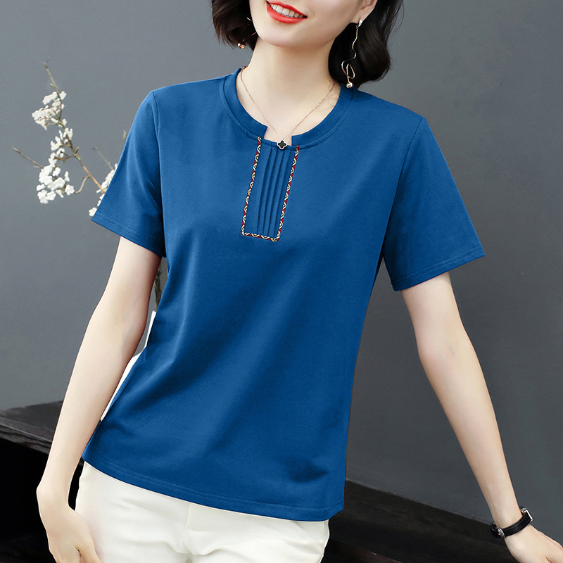 Ženska kratka majica s okruglim izrezom, opušteni kroj, poliester materijal, srednja duljina