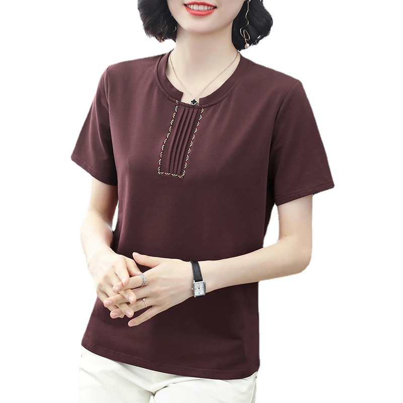 Ženska kratka majica s okruglim izrezom, opušteni kroj, poliester materijal, srednja duljina