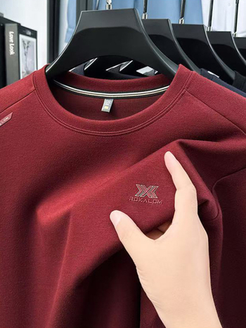 Nova muška majica s dugim rukavima i okruglim izrezom, od pamuka, tisk slovima, casual