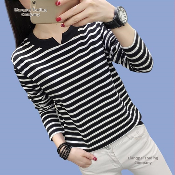 Naiste puuvillase modaliga pikkade varrukatega T-särk tikandiga, V-kaelusega, sügis 2025