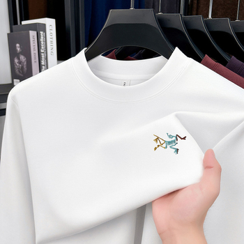 Muški pulover od pamuka i poliestera, široka silueta, okrugli izrez, dugi rukavi, korejski stil, jesen 2025