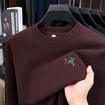 Muški pulover od pamuka i poliestera, široka silueta, okrugli izrez, dugi rukavi, korejski stil, jesen 2025