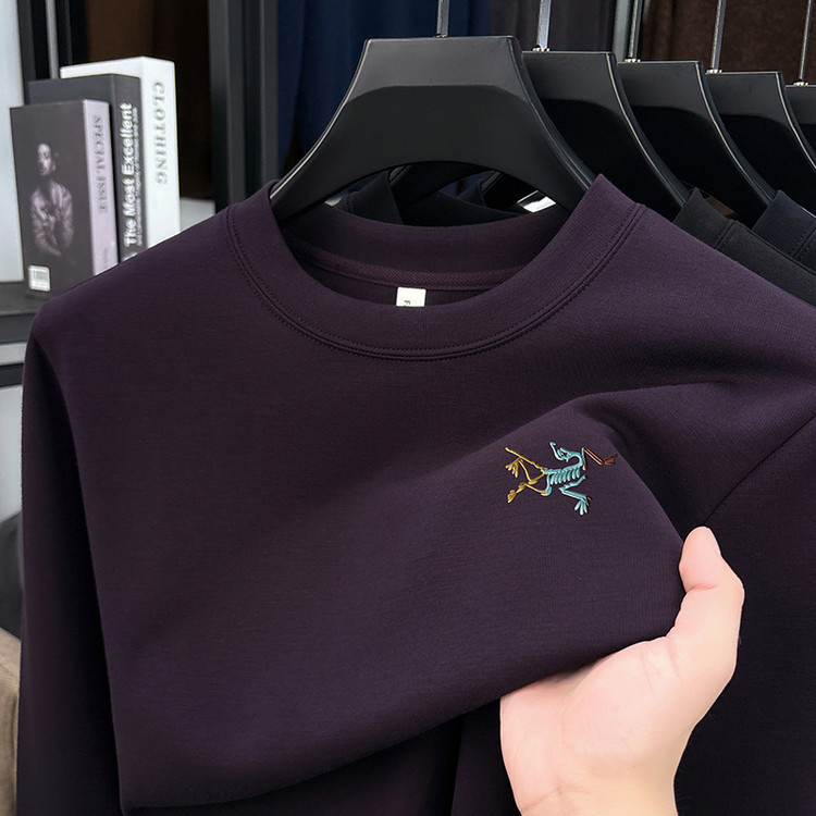 Muški pulover od pamuka i poliestera, široka silueta, okrugli izrez, dugi rukavi, korejski stil, jesen 2025