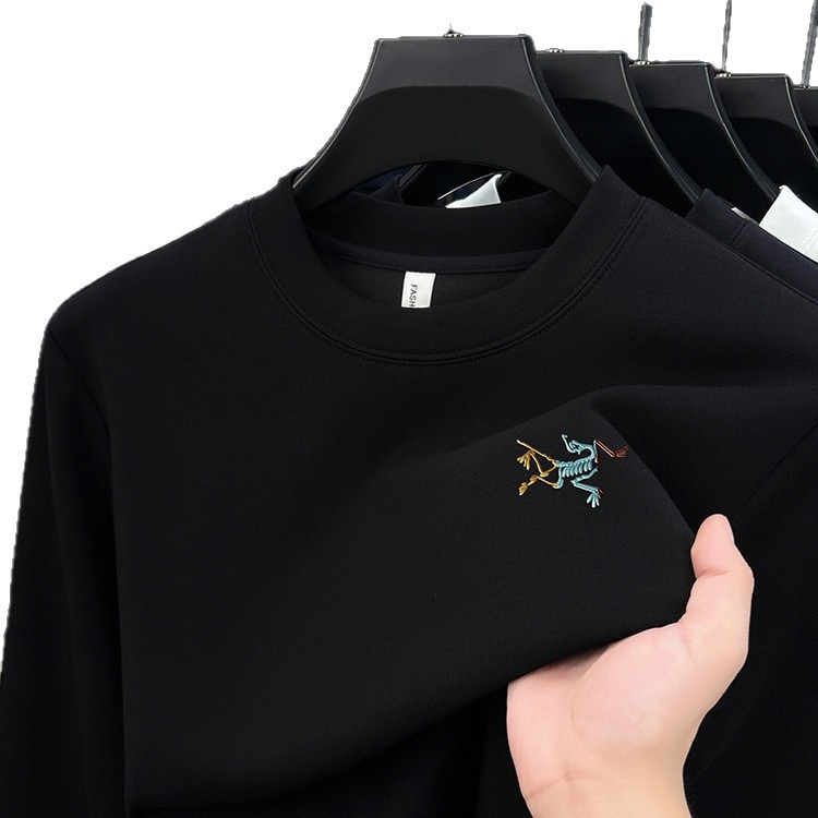 Muški pulover od pamuka i poliestera, široka silueta, okrugli izrez, dugi rukavi, korejski stil, jesen 2025