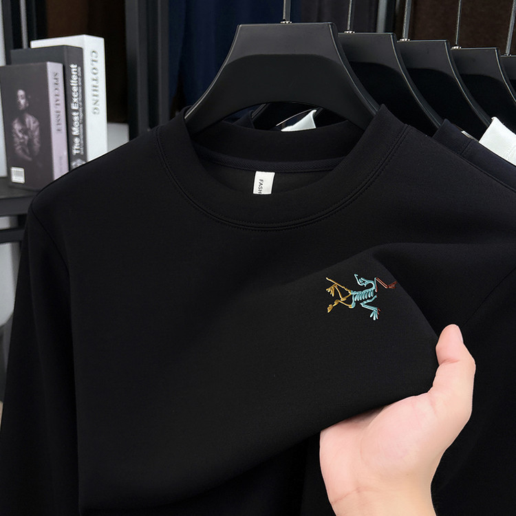 Muški pulover od pamuka i poliestera, široka silueta, okrugli izrez, dugi rukavi, korejski stil, jesen 2025