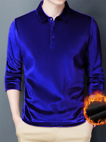 Tricou de bază cu mâneci lungi, guler rever, căptușit cu fleece, poliester 250–300 g