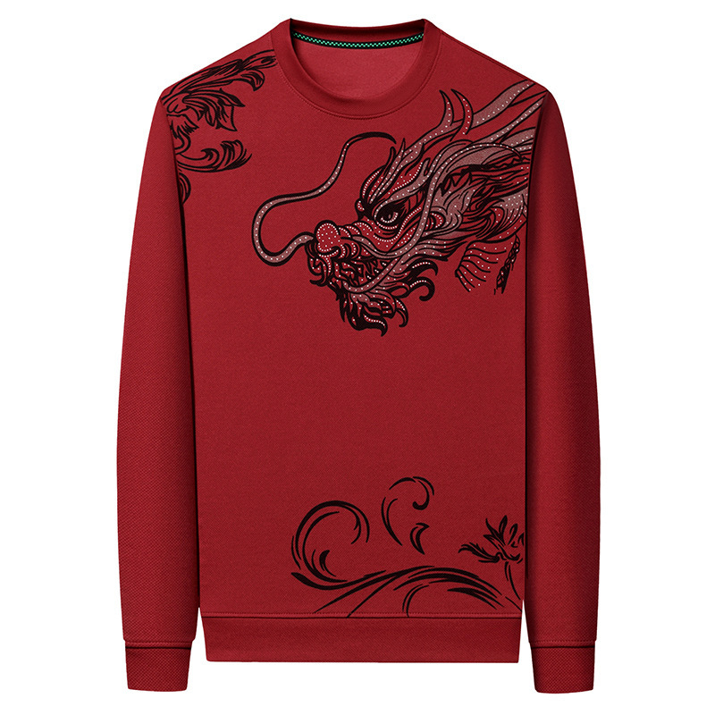 Muški T-shirt s dugim rukavima, pamuk mješavina, okrugli izrez, životinjski otisak, za proljeće i jesen