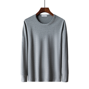 Tricou lejer din bumbac 100%, mânecă lungă, croială lejeră, guler rotund, buzunar real