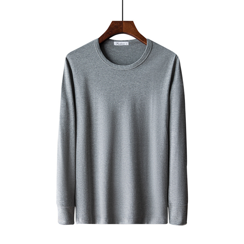 Tricou lejer din bumbac 100%, mânecă lungă, croială lejeră, guler rotund, buzunar real