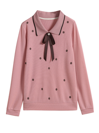 Tricou cu buline, mâneci lungi, croială lejeră, stil pulover, lungime 50–65 cm