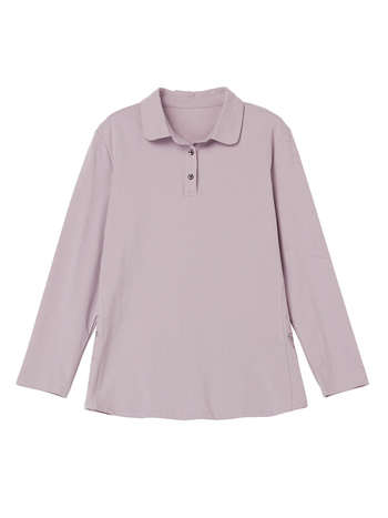 Tricou damă din bumbac cu mânecă lungă, guler polo cu rever, lungime medie, stil urban pulover (bumbac ≥95%)