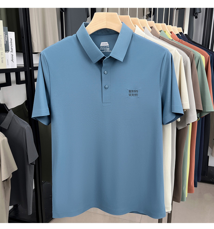 Muška ljetna kratka majica s reverom, uski kroj; najlon/elastin mješavina, prozračna, antibakterijska, odvodi vlagu