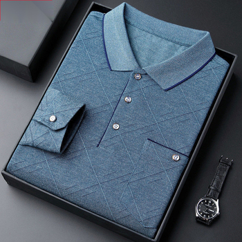 Tricou bărbătesc cu mânecă lungă, din amestec de bumbac cu fibre de proteine din lapte, imprimare logo, croială lejeră, toamnă