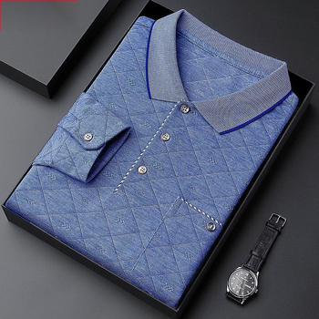 Tricou bărbătesc cu mânecă lungă, din amestec de bumbac cu fibre de proteine din lapte, imprimare logo, croială lejeră, toamnă